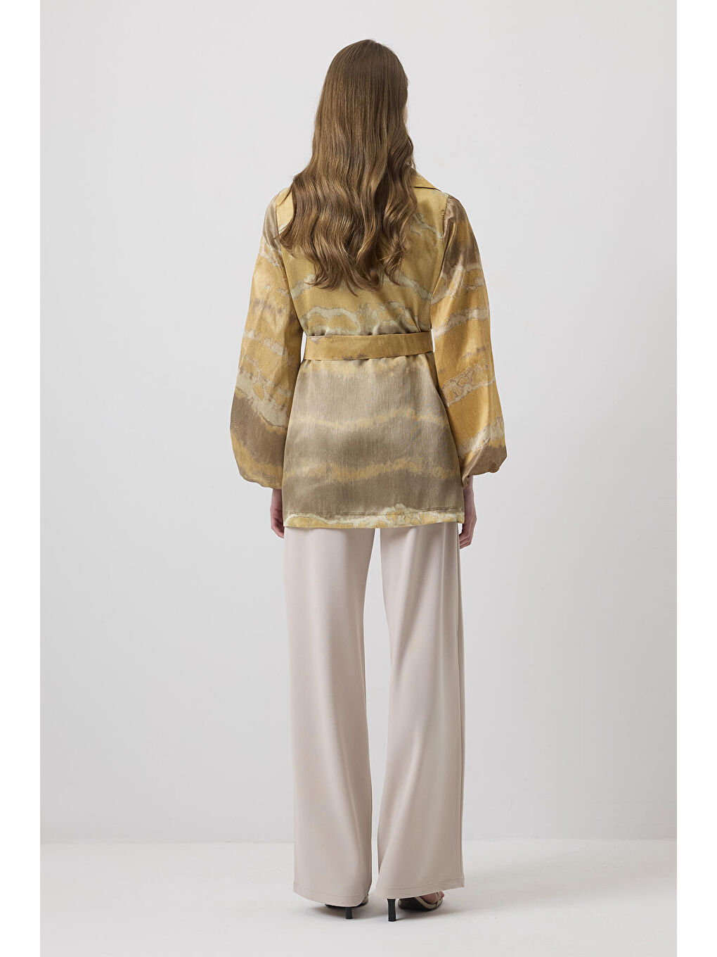 Sarı Jakarlı Kruvaze Ceket-4