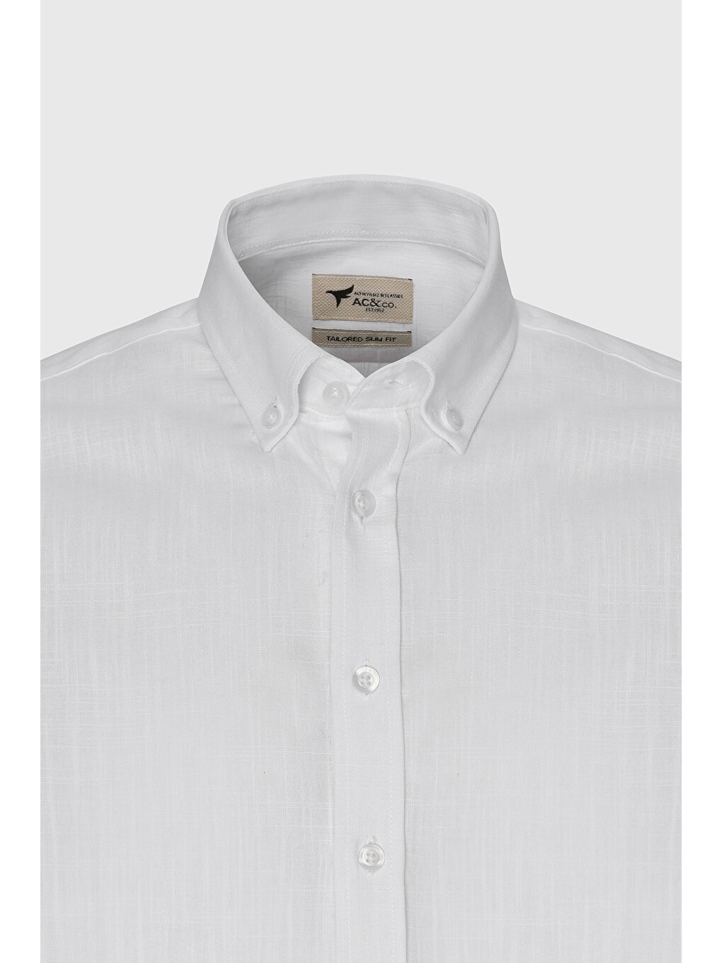 Erkek Beyaz %100 Pamuk Oxford Slim Fit Dar Kesim Düğmeli Yaka Flamlı Gömlek-9