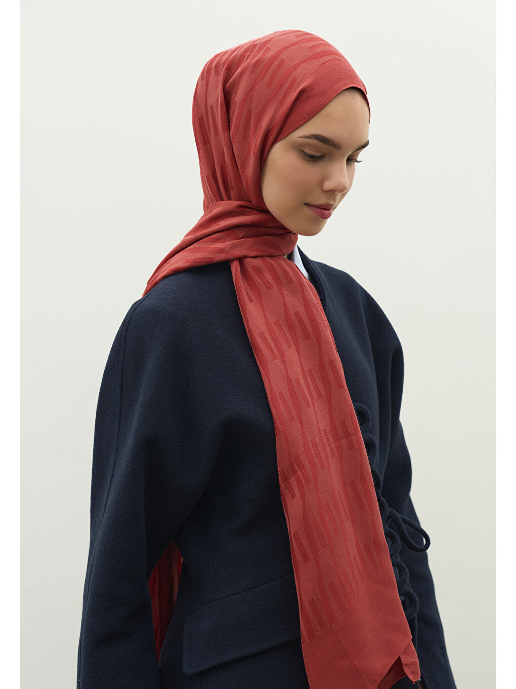 Kırmızı NARA PAMUK FLOŞ JAKARLI ŞAL SOFT KIRMIZI-1