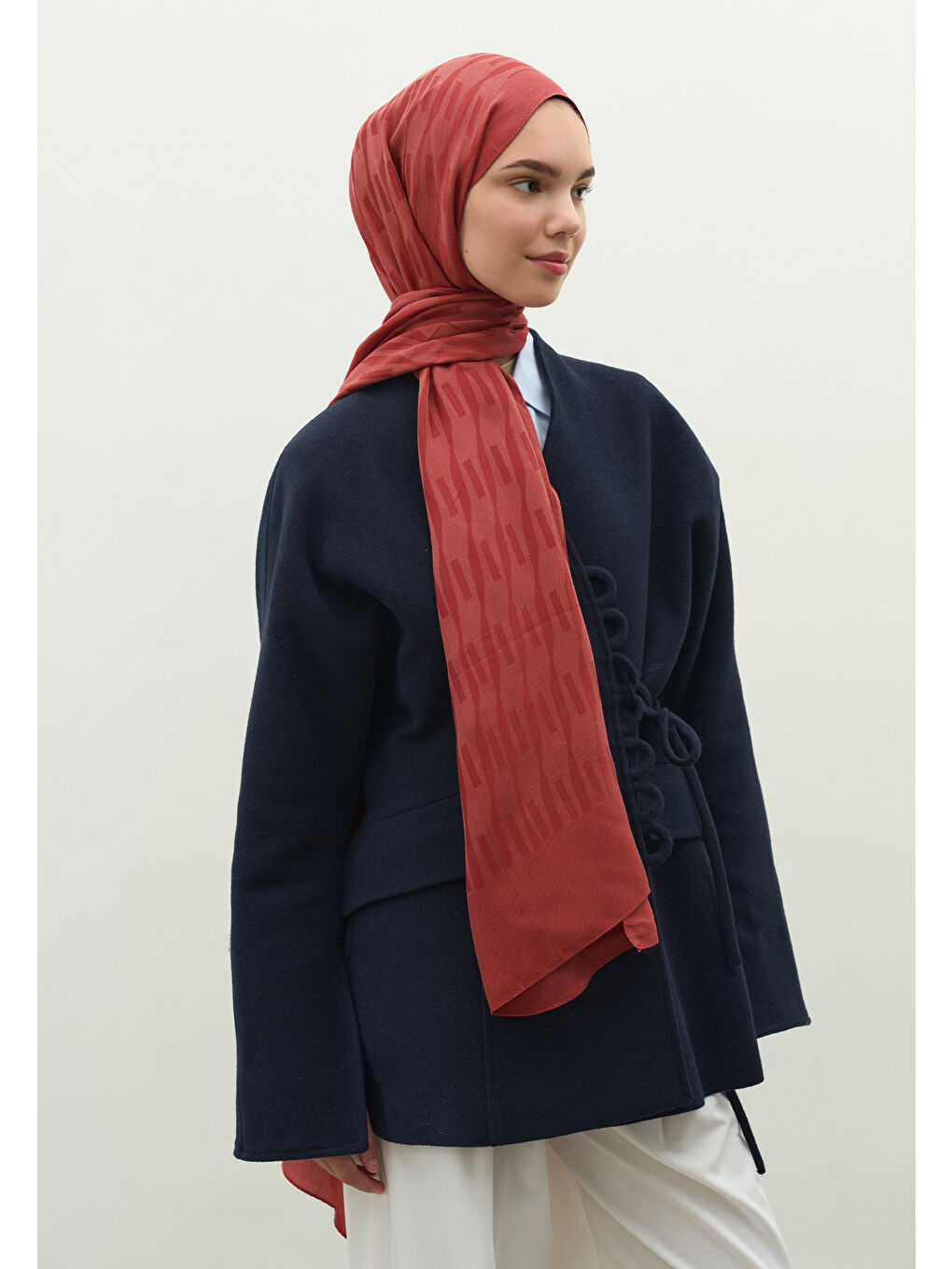 Kırmızı NARA PAMUK FLOŞ JAKARLI ŞAL SOFT KIRMIZI-3