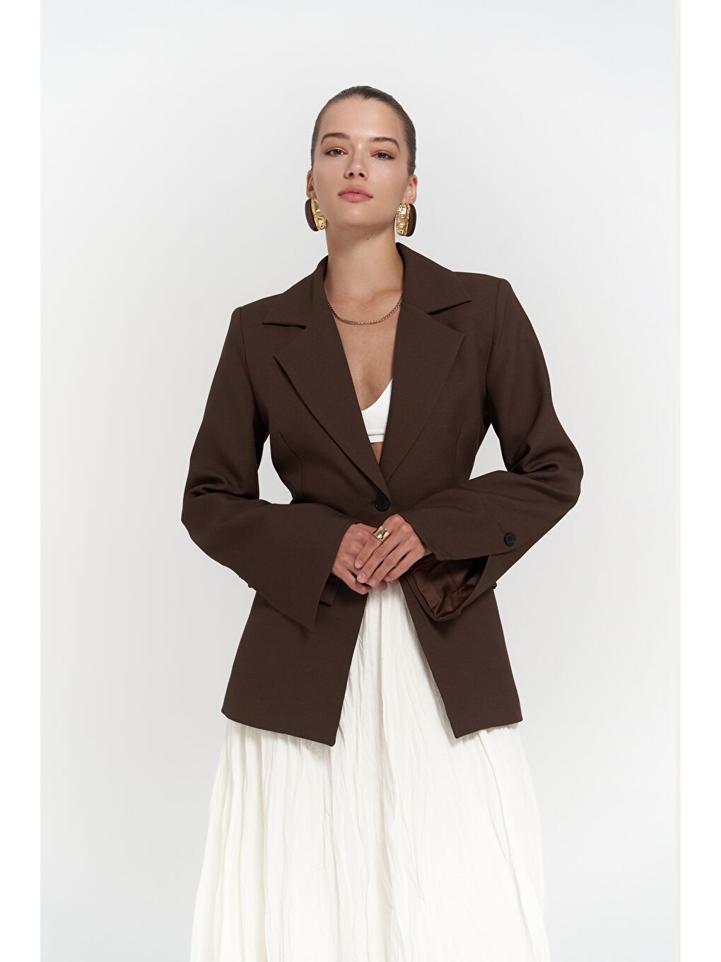 Mai Collection Kahverengi Lecco Dar Kesim Kahve Blazer - 2