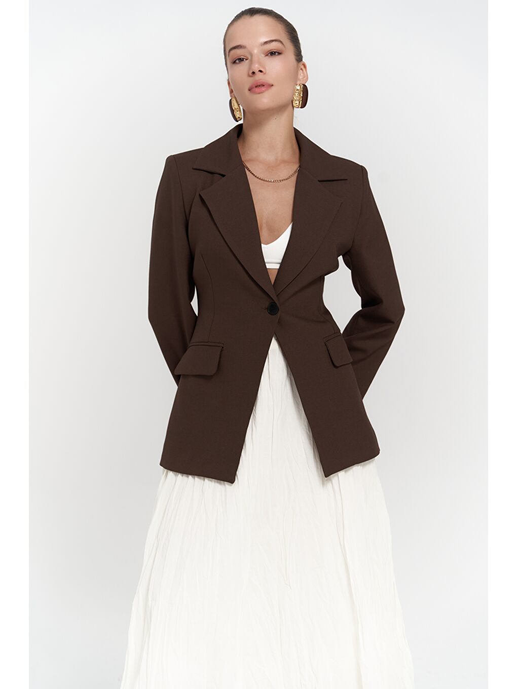 Mai Collection Kahverengi Lecco Dar Kesim Kahve Blazer - 3