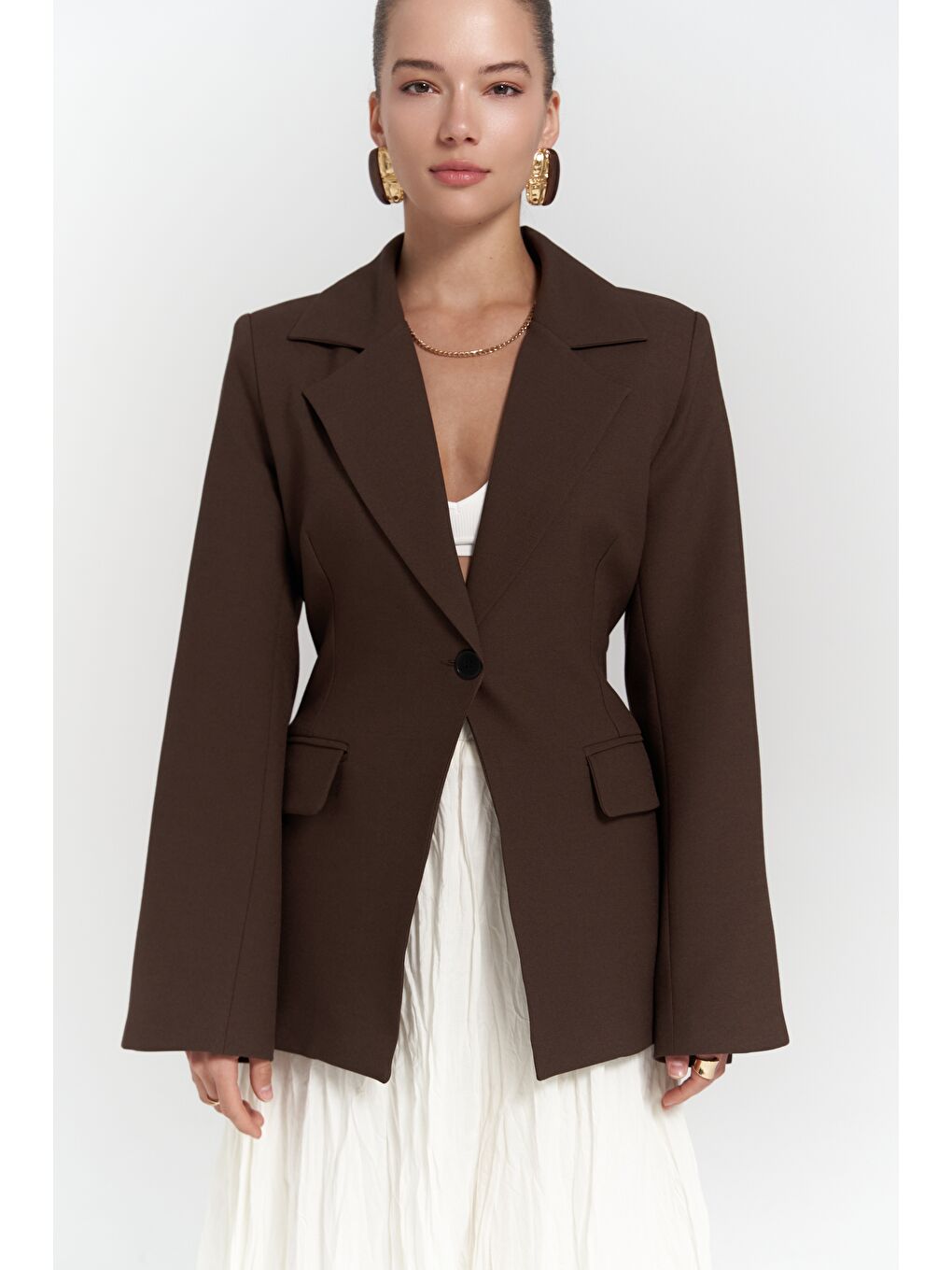 Mai Collection Kahverengi Lecco Dar Kesim Kahve Blazer - 5