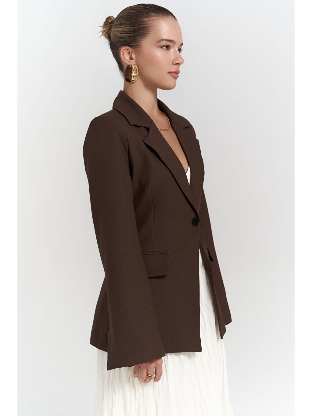 Mai Collection Kahverengi Lecco Dar Kesim Kahve Blazer - 6