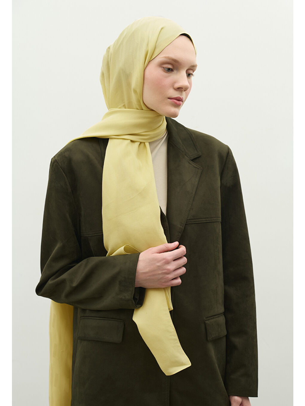 Sarı NARA PAMUK FLOŞ JAKARLI ŞAL SOFT SARI-1