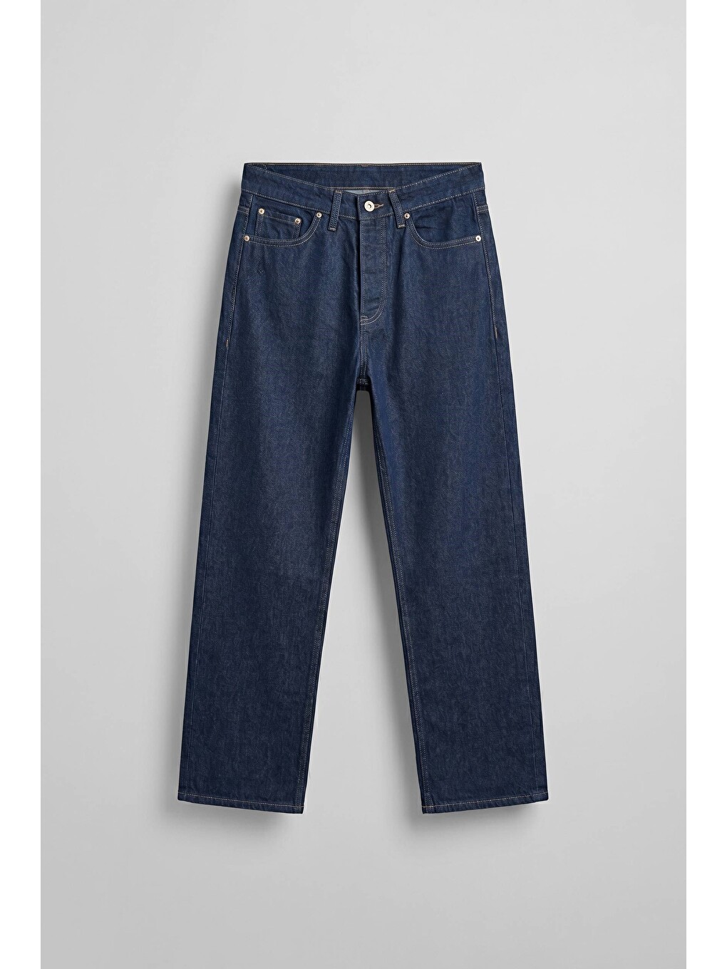 Erkek Baggy Kontrast Dikişli Jean Pantolon Lacivert