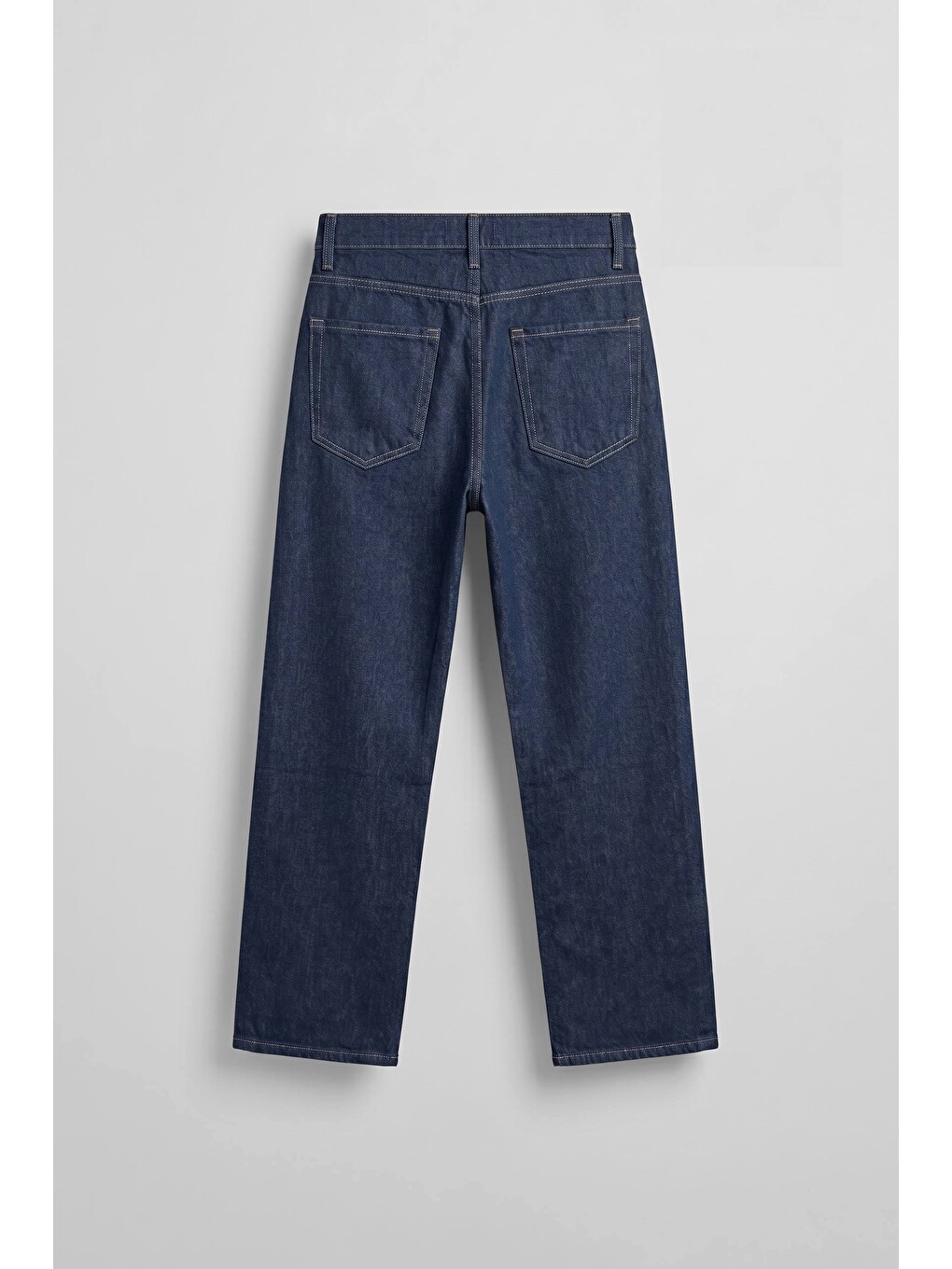 Erkek Baggy Kontrast Dikişli Jean Pantolon Lacivert-1