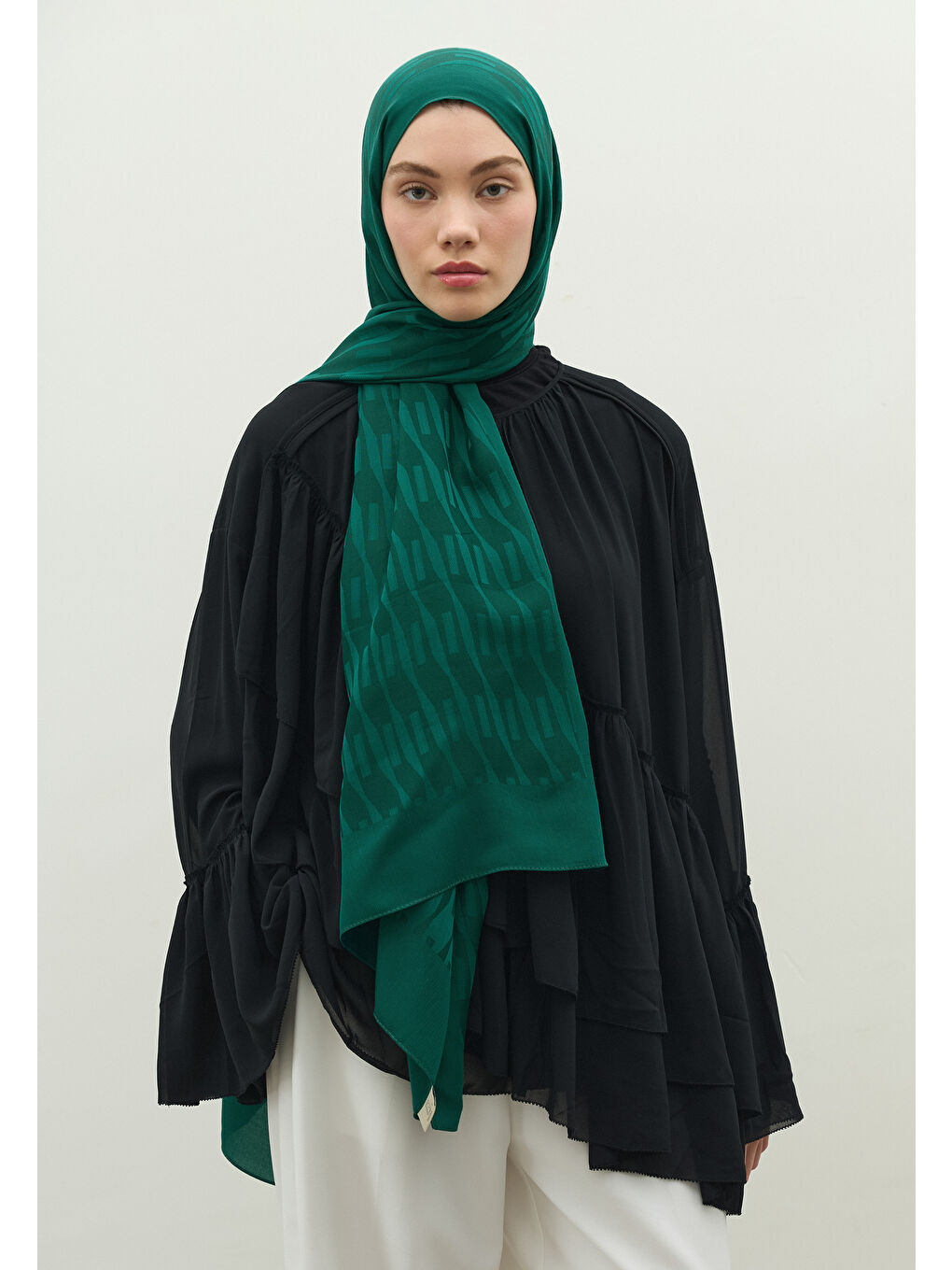 Petrol NARA PAMUK FLOŞ JAKARLI ŞAL PETROL-1