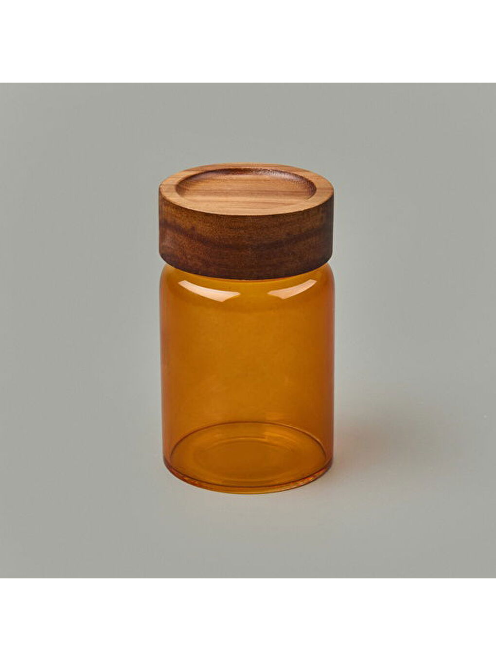 Sarı Akasya Yuvarlak Cam Kavanoz - Amber - 250 ml