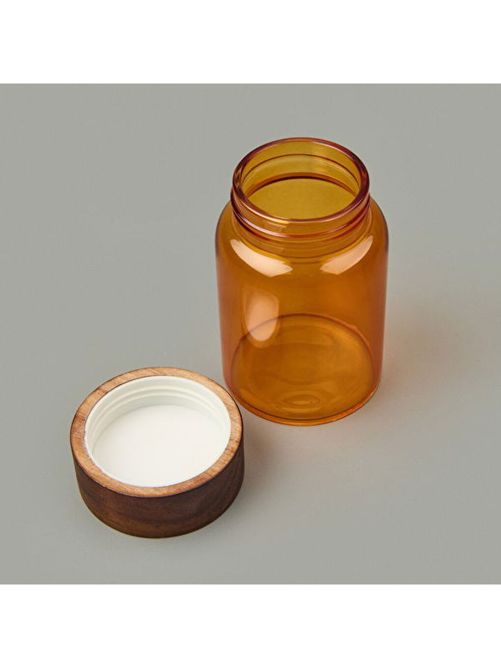 Sarı Akasya Yuvarlak Cam Kavanoz - Amber - 250 ml-1