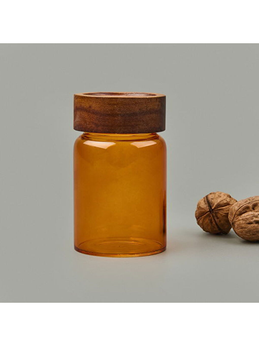 Sarı Akasya Yuvarlak Cam Kavanoz - Amber - 250 ml-2