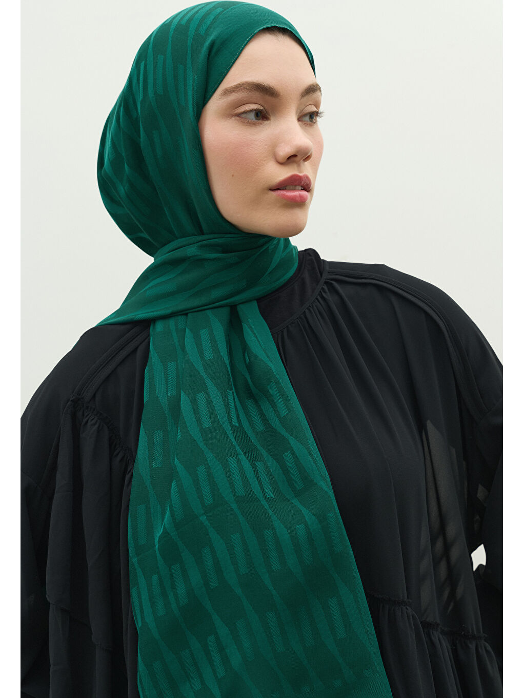 Petrol NARA PAMUK FLOŞ JAKARLI ŞAL PETROL-3