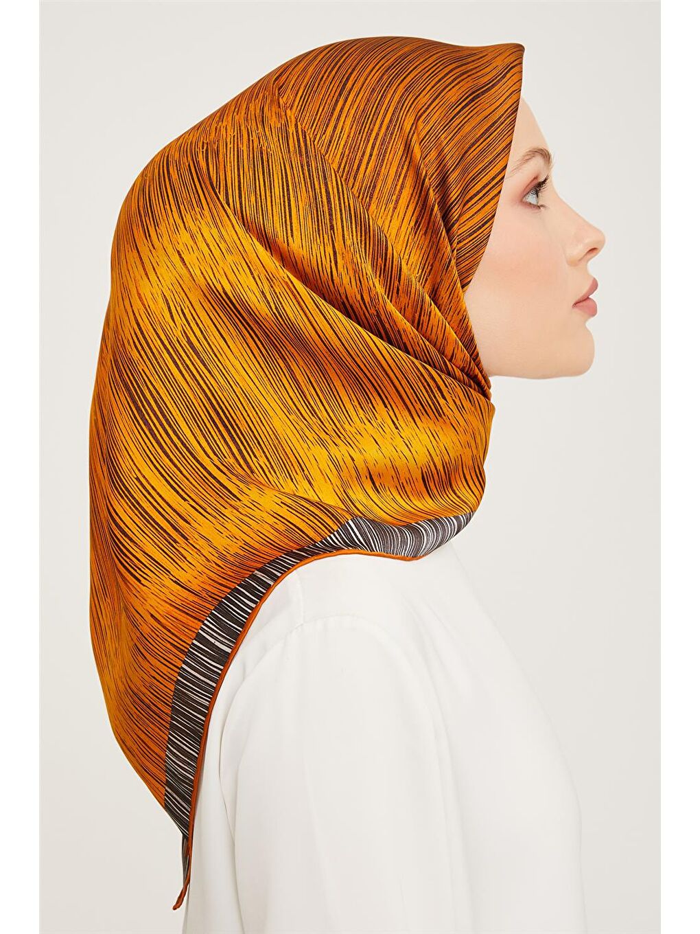 Turuncu Twill İpek Eşarp 23Ka9005 34-1