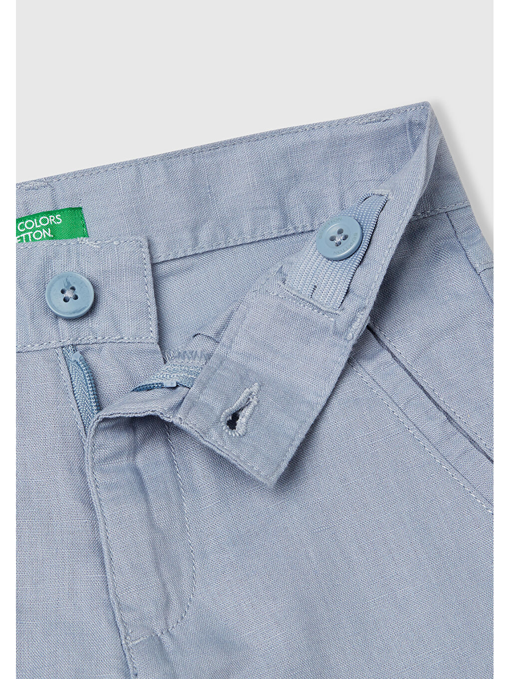 Erkek Çocuk Mavi İşlemeli Logo Detaylı Cepli Bermuda Şort-2