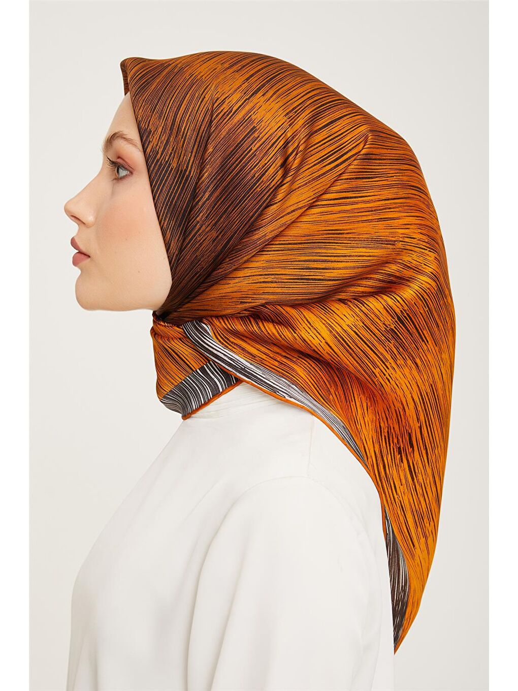 Turuncu Twill İpek Eşarp 23Ka9005 34-2