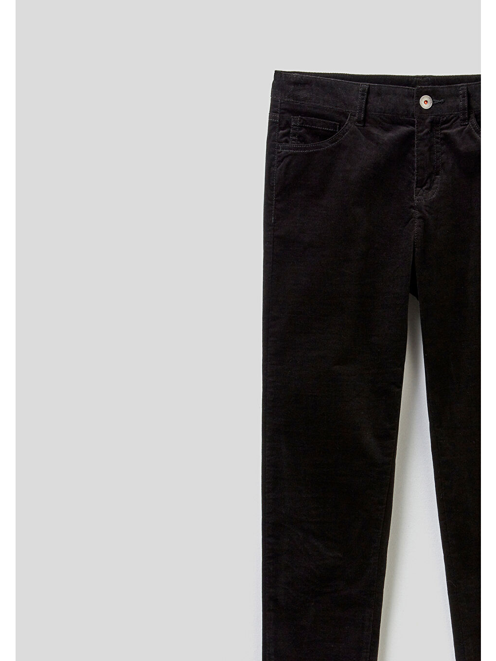 Kadın Siyah Slim Fit Kadife Pantolon-1