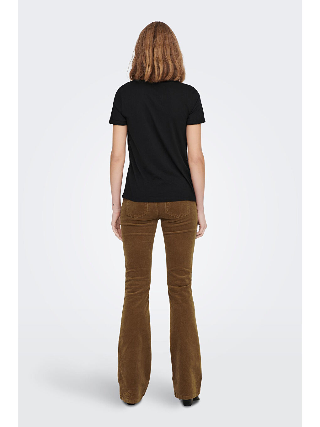 Siyah Onlkita % 100 Pamuk Regular Fit Bisiklet Yaka Kadın T Shirt 15244714-4