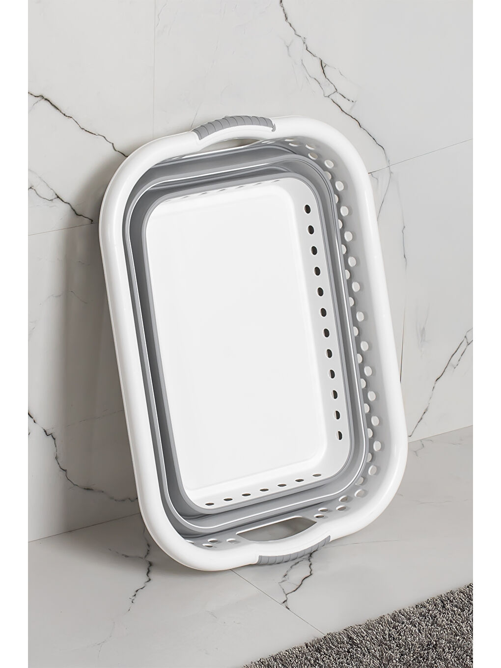 Gri 565 Katlanabilir Çamaşır Sepeti Akordiyon Katlanır Sepet Mega Boy Katlanır Çamaşır Sepeti 41LT-1