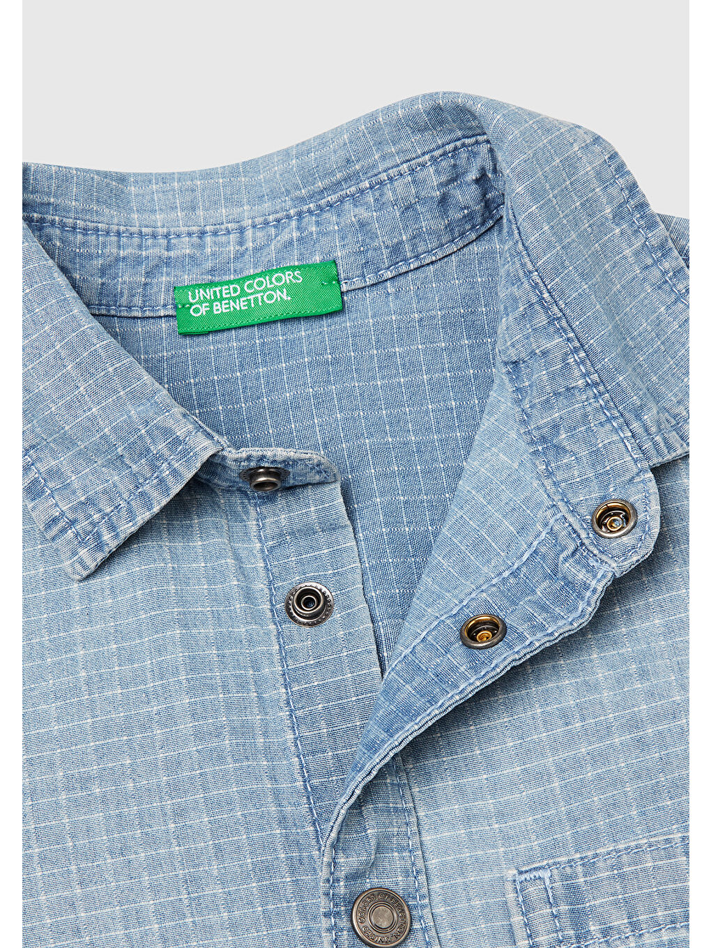 Mavi Erkek Çocuk Açık Denim Kolu Etiket Detaylı Önü Cepli Kısa Kollu Denim Gömlek-2