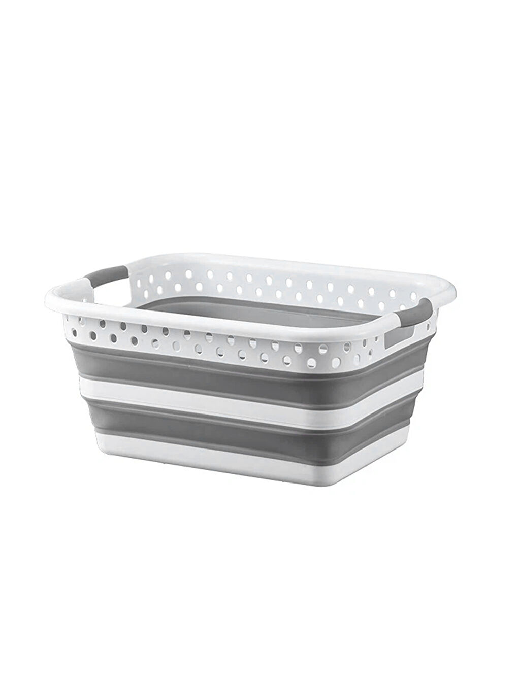 Gri 565 Katlanabilir Çamaşır Sepeti Akordiyon Katlanır Sepet Mega Boy Katlanır Çamaşır Sepeti 41LT-3