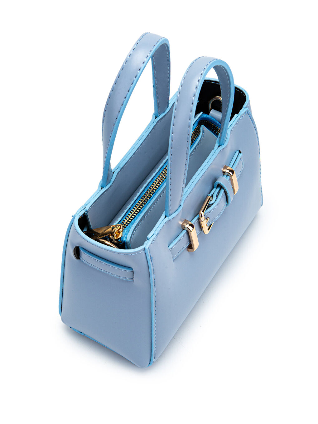 Kemer Detaylı Mini Nadia Kadın Çapraz Çanta Mavi-4