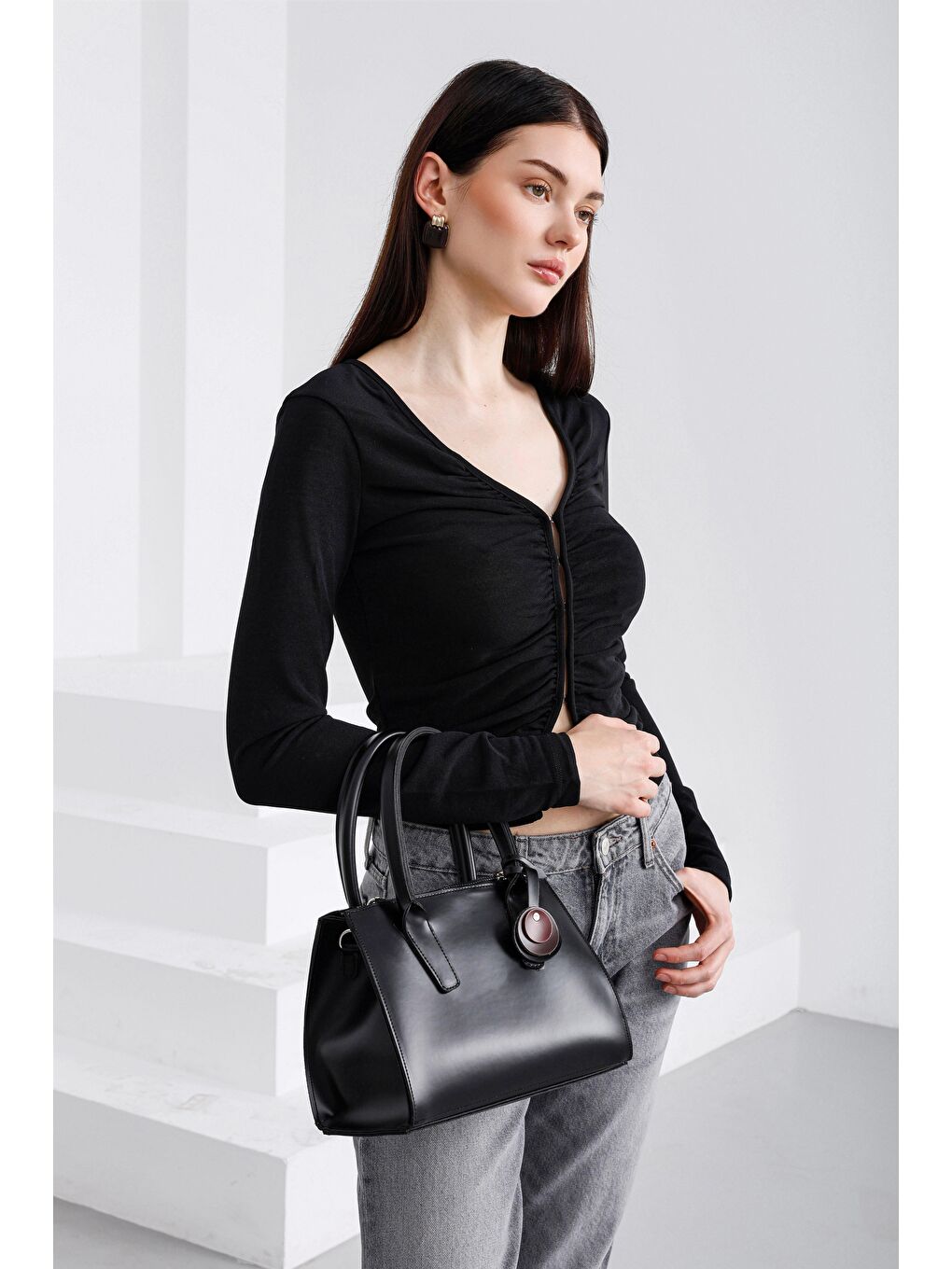 Pina Çok Gözlü El Ve Çapraz Çanta Siyah-4