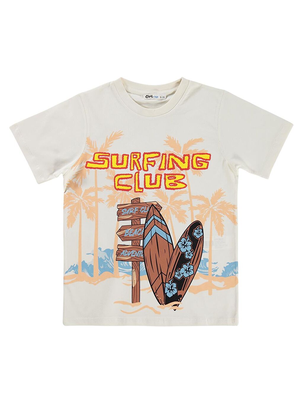 Boys Surfing Club 10-13 Yaş Tişört - Kırık Beyaz