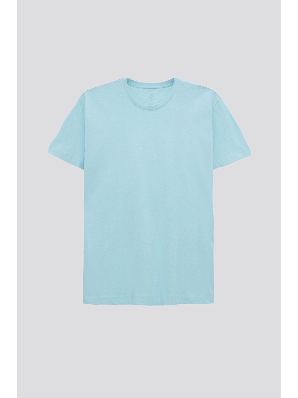 Oversize Turkuaz Bisiklet Yaka %100 Pamuk Tişört