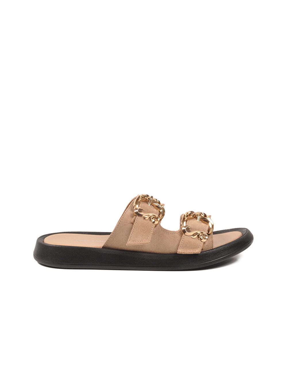 Bej Nude Çift Bantlı Hafif Kadın Günlük Terlik 513086 Z-1