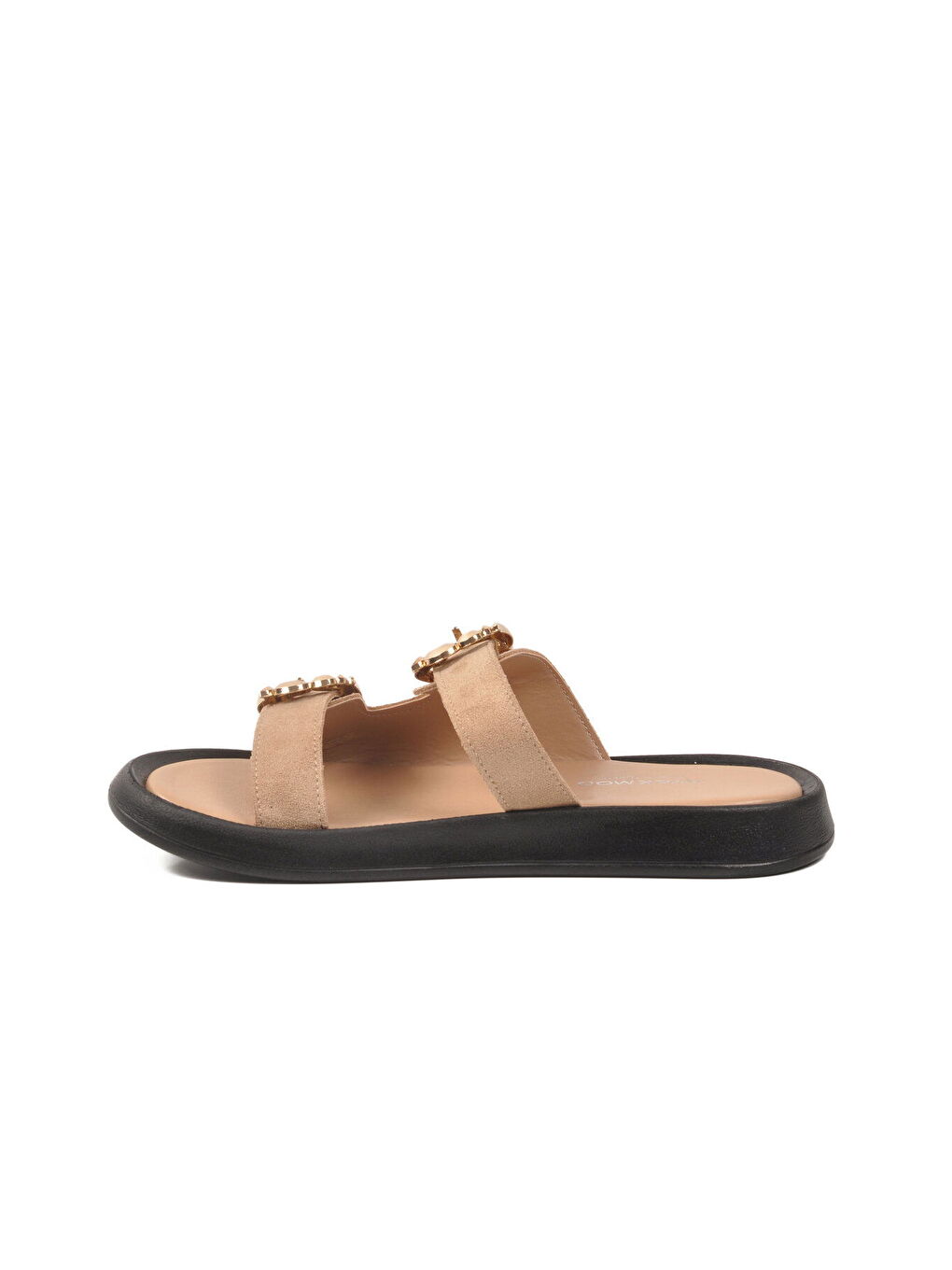 Bej Nude Çift Bantlı Hafif Kadın Günlük Terlik 513086 Z-3