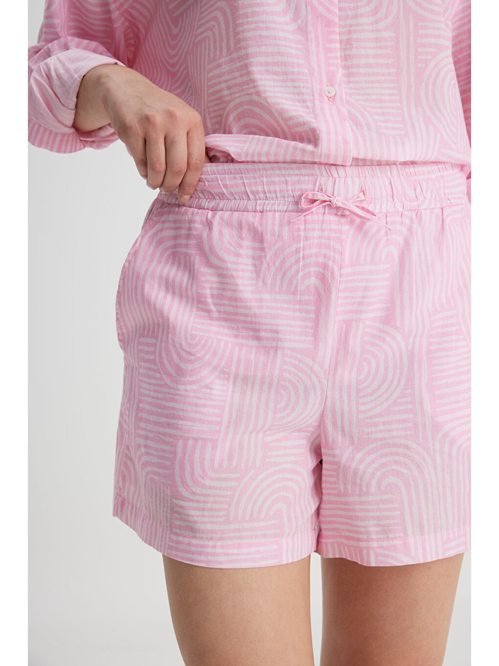 Loose Fit Rahat Kesim Normal Bel %100 Pamuk Pembe Şort-2