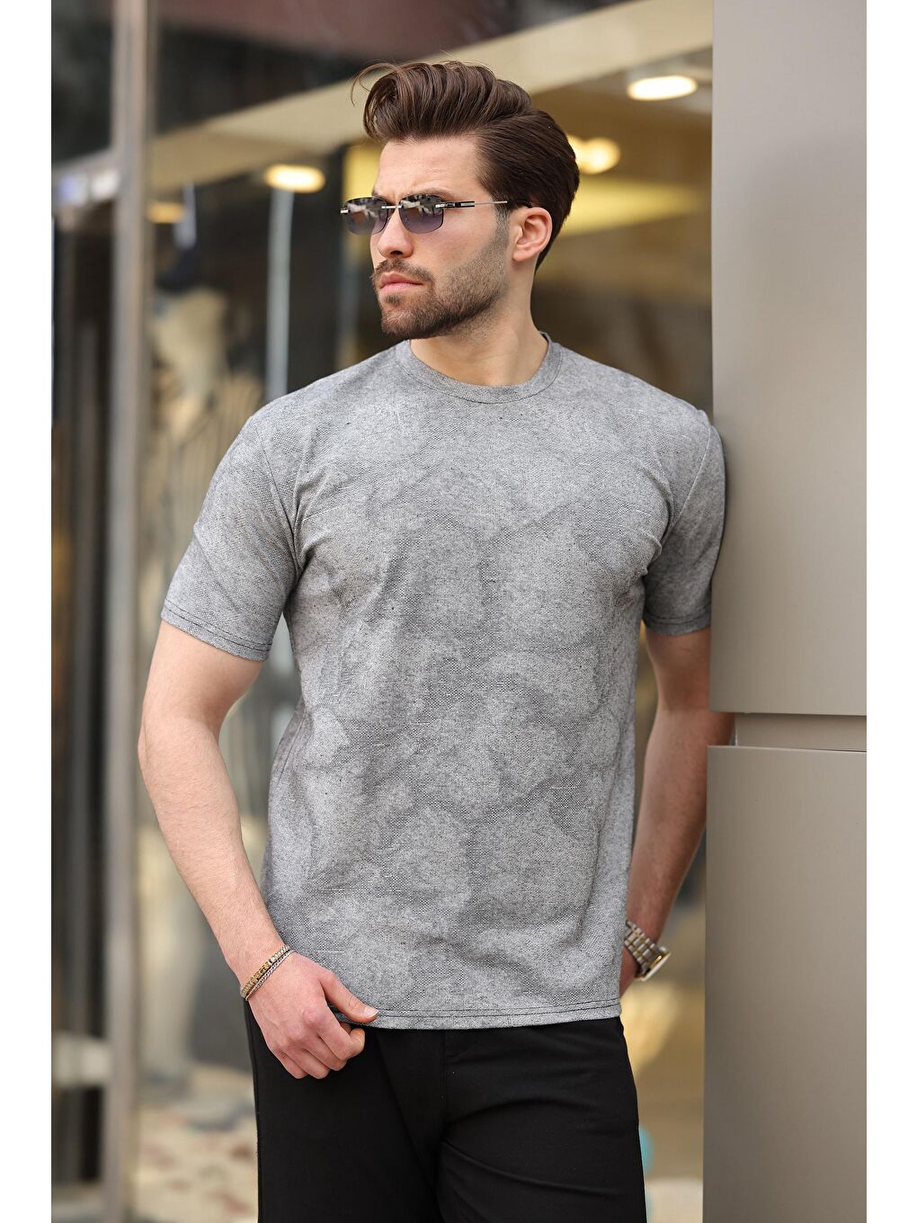 Siyah Basic Erkek T-Shirt E7131-1