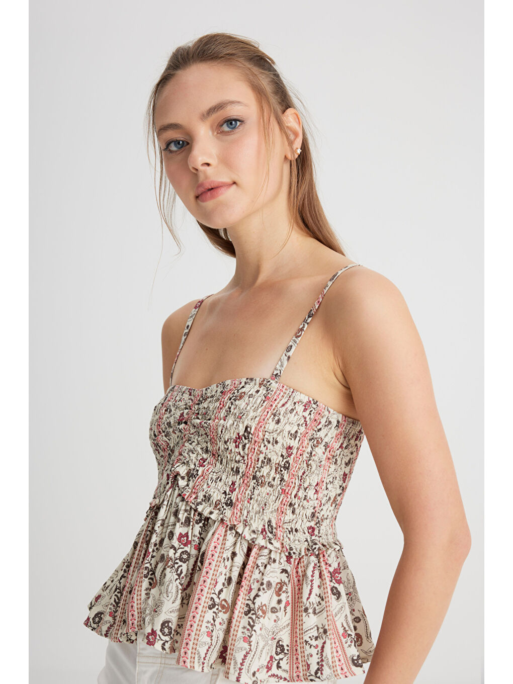 Mor Regular Fit Normal Kesim Kalp Yaka Mürdüm Rengi Bluz-1