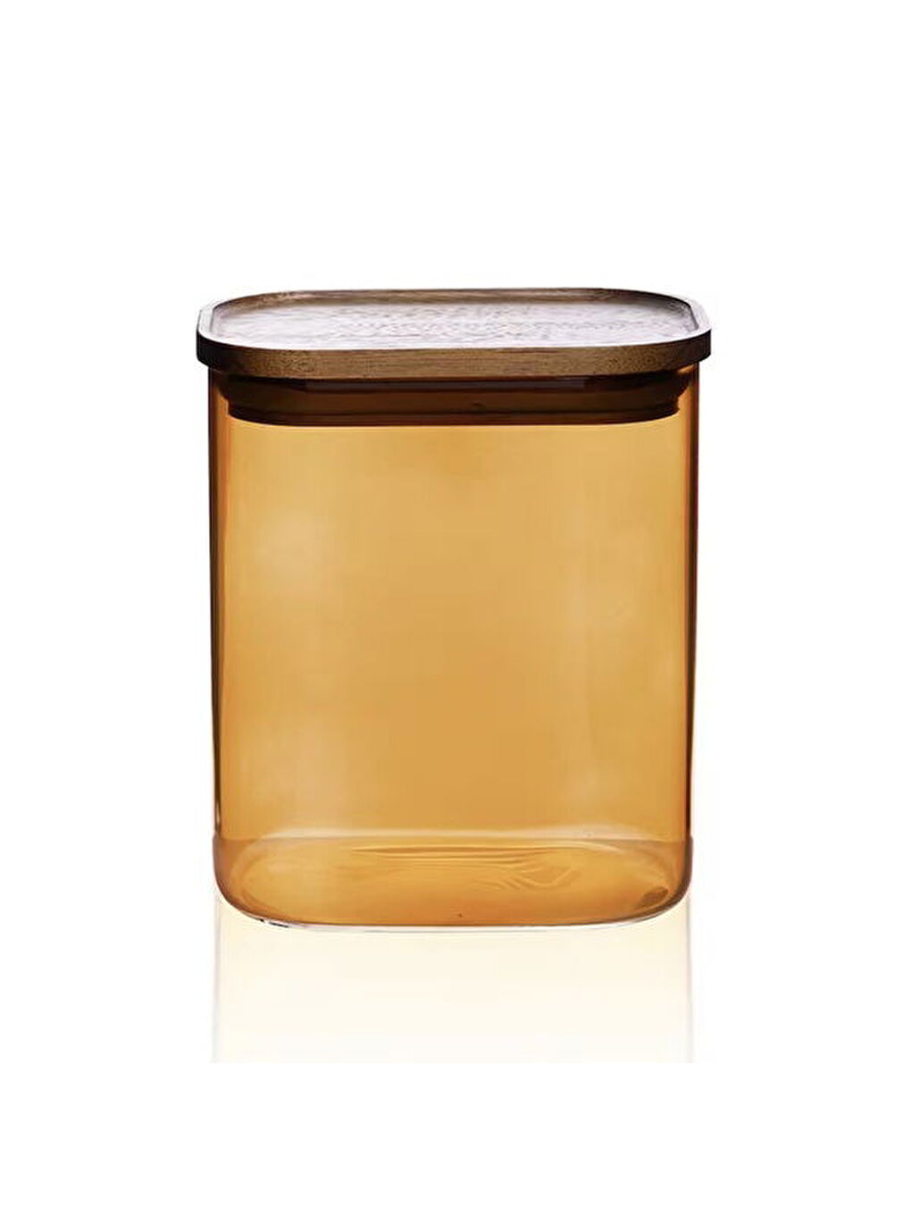 Sarı Akasya Dikdörtgen Cam Kavanoz - Amber - 900 ml