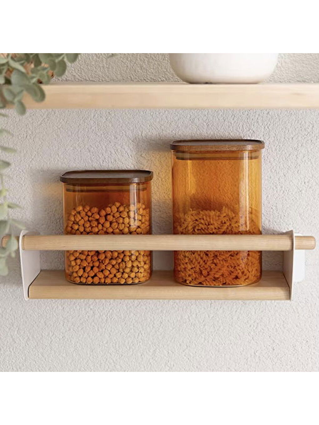 Sarı Akasya Dikdörtgen Cam Kavanoz - Amber - 900 ml-2