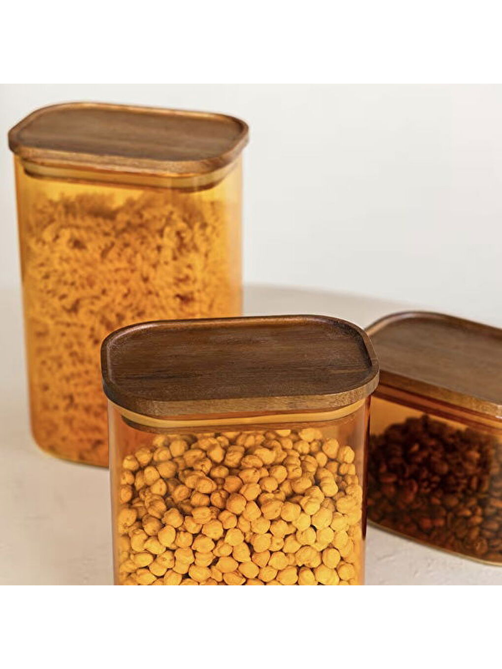 Sarı Akasya Dikdörtgen Cam Kavanoz - Amber - 900 ml-4