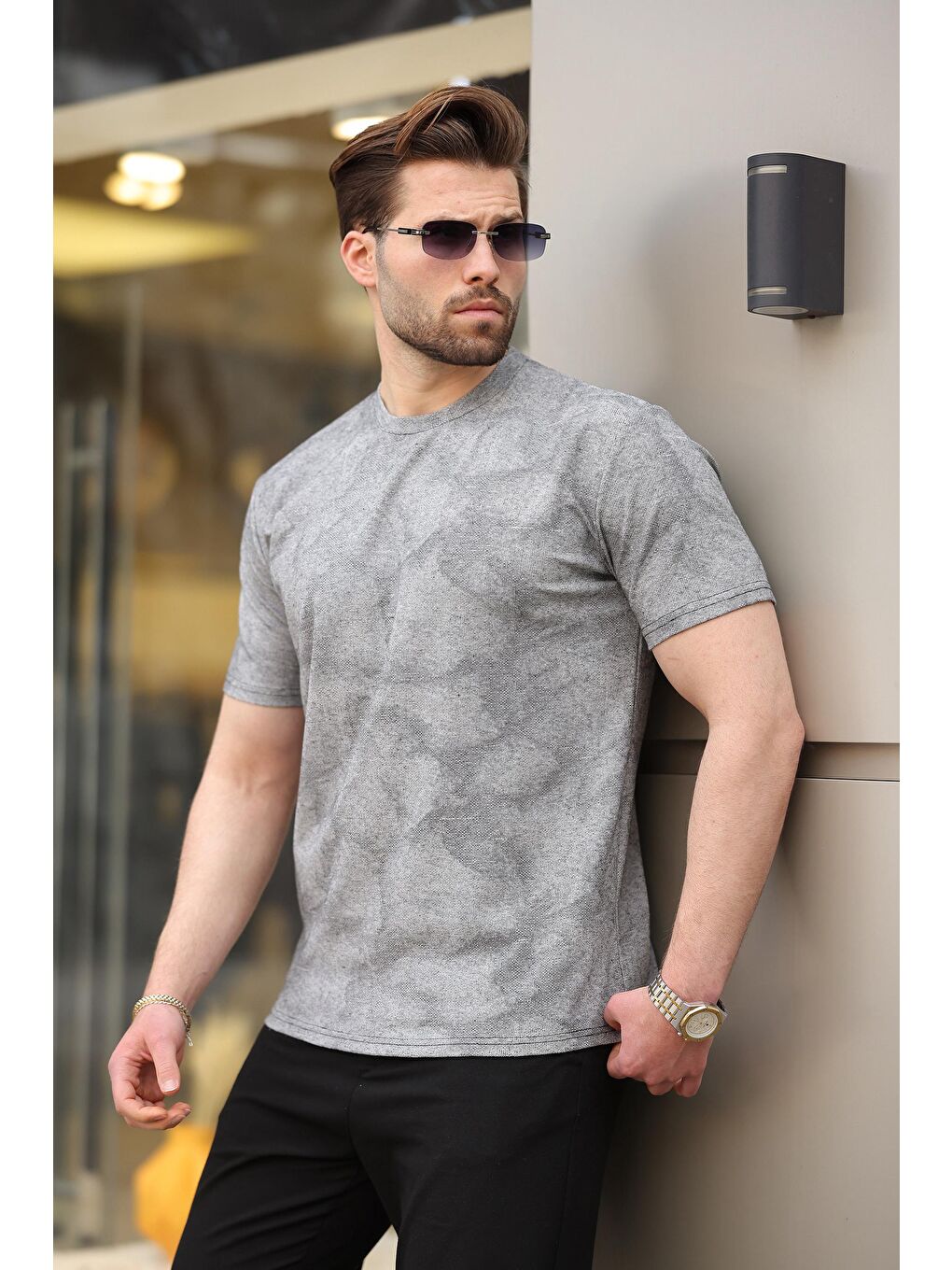 Siyah Basic Erkek T-Shirt E7131-2