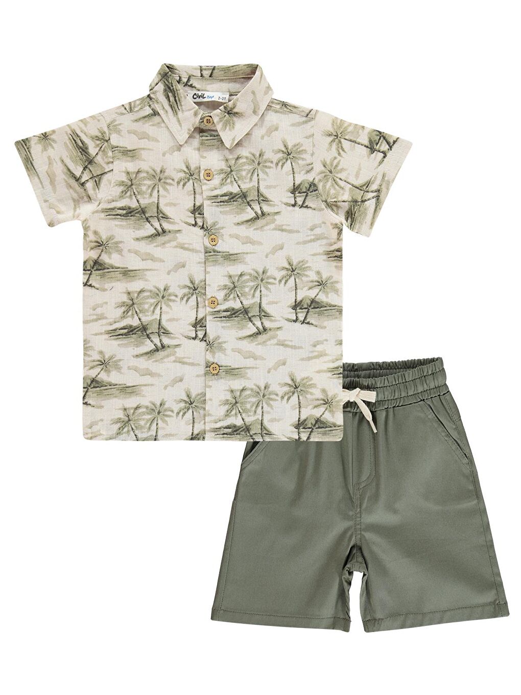 Boys Palmiye Desenli 2-5 Yaş Takım - Haki-2