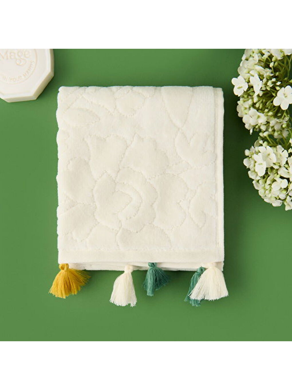 Soft Granny Summer Flos El Havlusu - Ekru - 30x50 cm-1