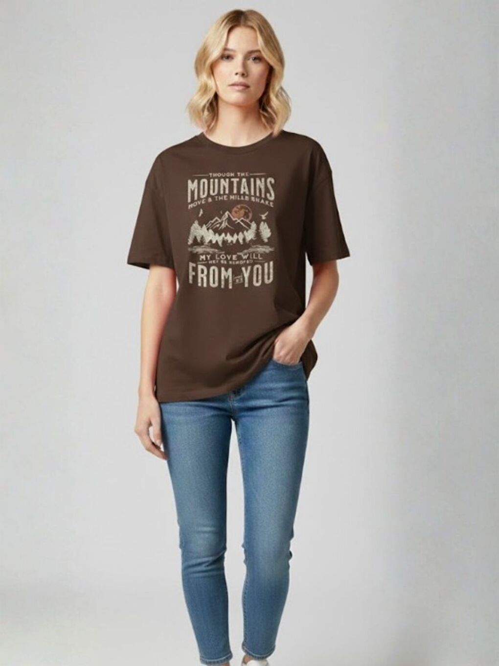 Kahverengi Kadın Kahve Mountains From You Baskılı Tasarım Tişört