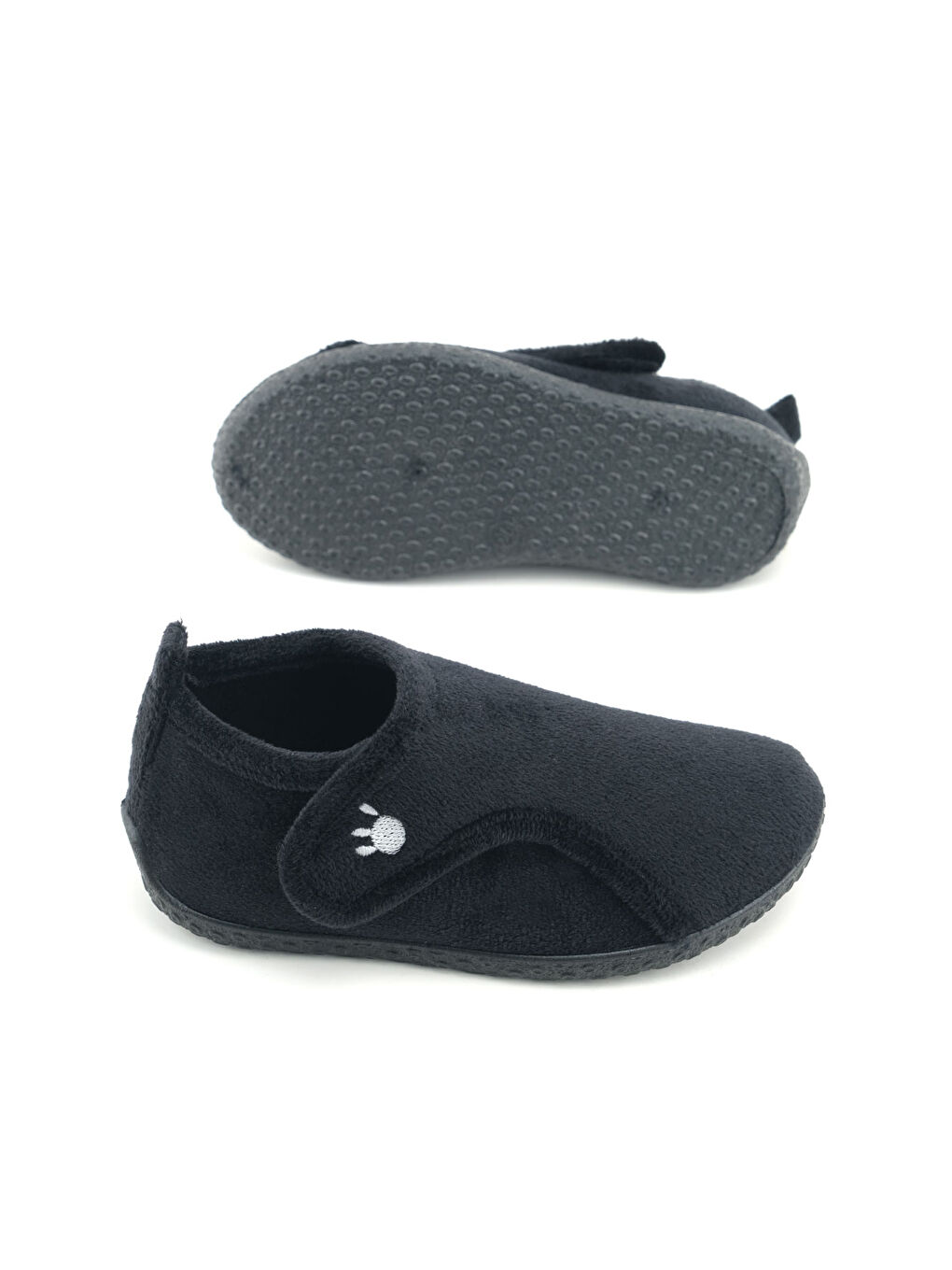 Siyah Kışlık Erkek Çocuk Rahat Taban Cırt Cırtlı Ayarlanabilir Ev Okul Kreş Panduf Ayakkabı-4