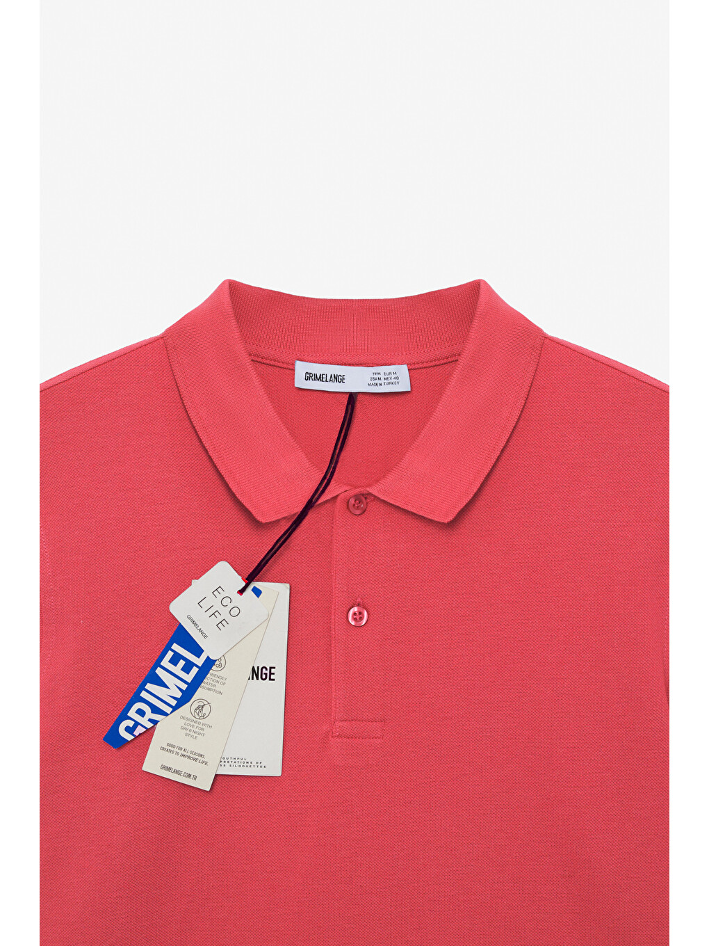 Kırmızı SKYLOOM Erkek %100 Pamuk Kısa Kollu Regular Fit NARÇİÇEĞİ Polo Yaka T-shirt-1