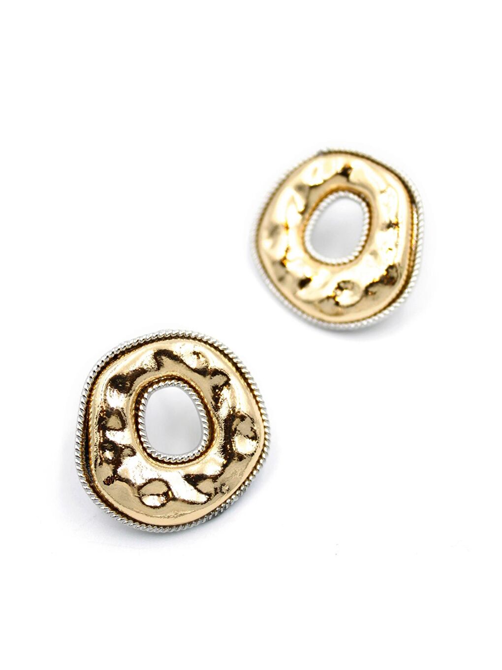 Sarı Chunky Yuvarlak Altın Küpe-1