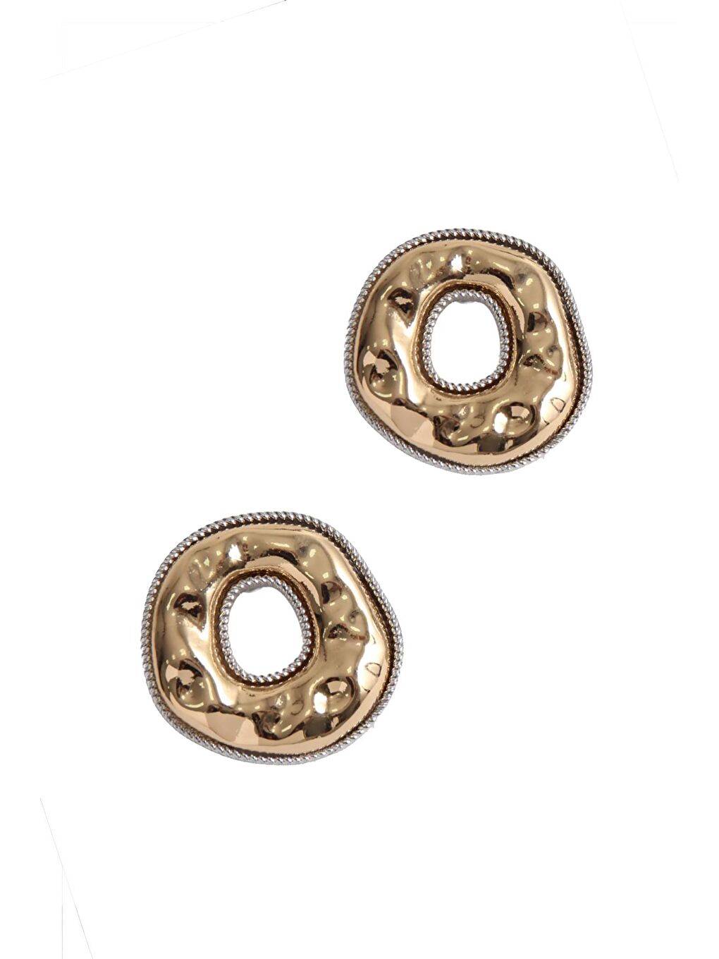 Sarı Chunky Yuvarlak Altın Küpe-2