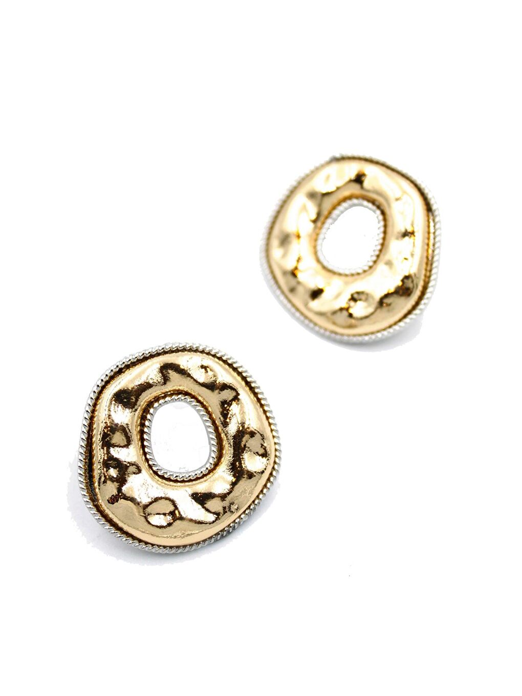 Sarı Chunky Yuvarlak Altın Küpe-3