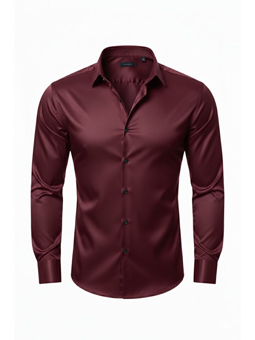 Bordo Erkek Saten Klasik Gömlek-4