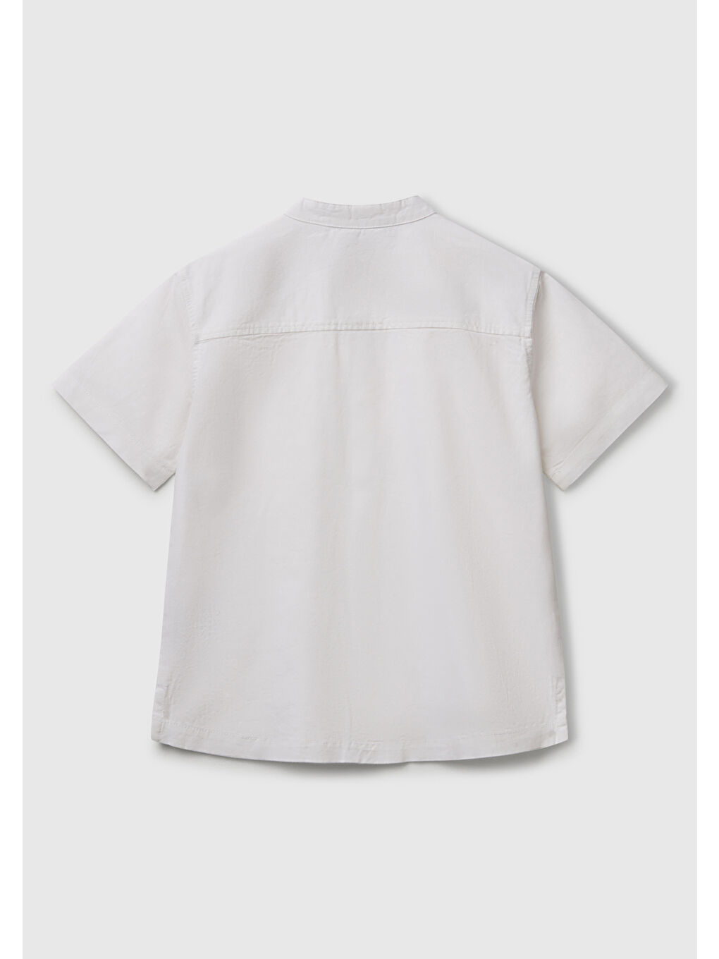 Erkek Çocuk Ekru Keten Karışımlı Hakim Yaka Kısa Kollu Gömlek-1