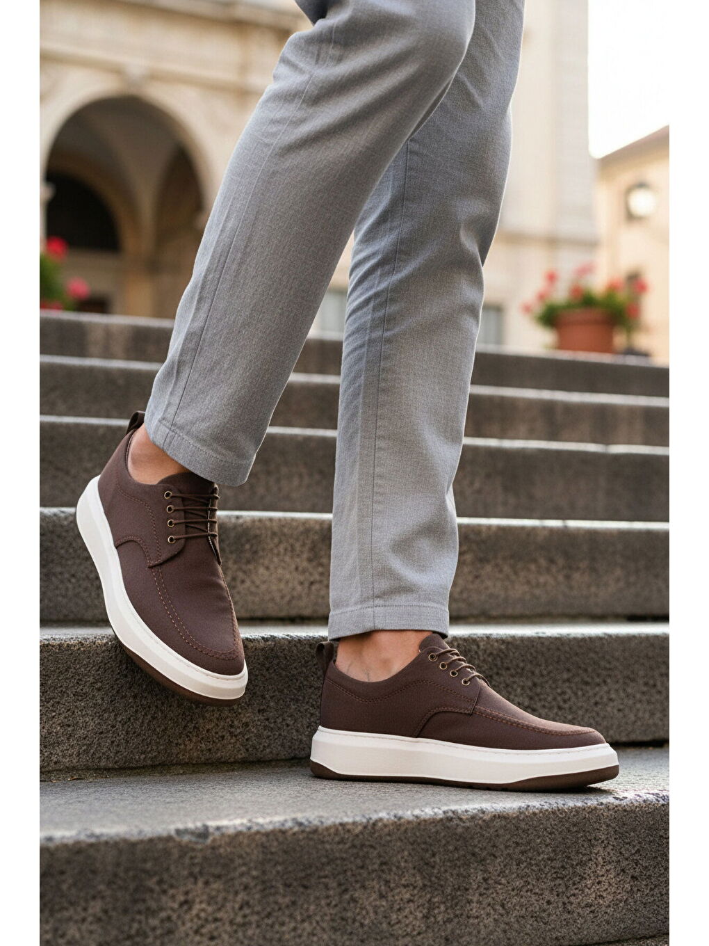 Kahverengi Kahve Keten Hafif Erkek Casual Ayakkabı 486 M-2