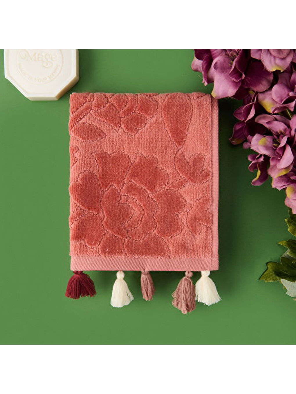 Pembe Soft Granny Summer Flos El Havlusu - Gülkurusu - 30x50 cm-1