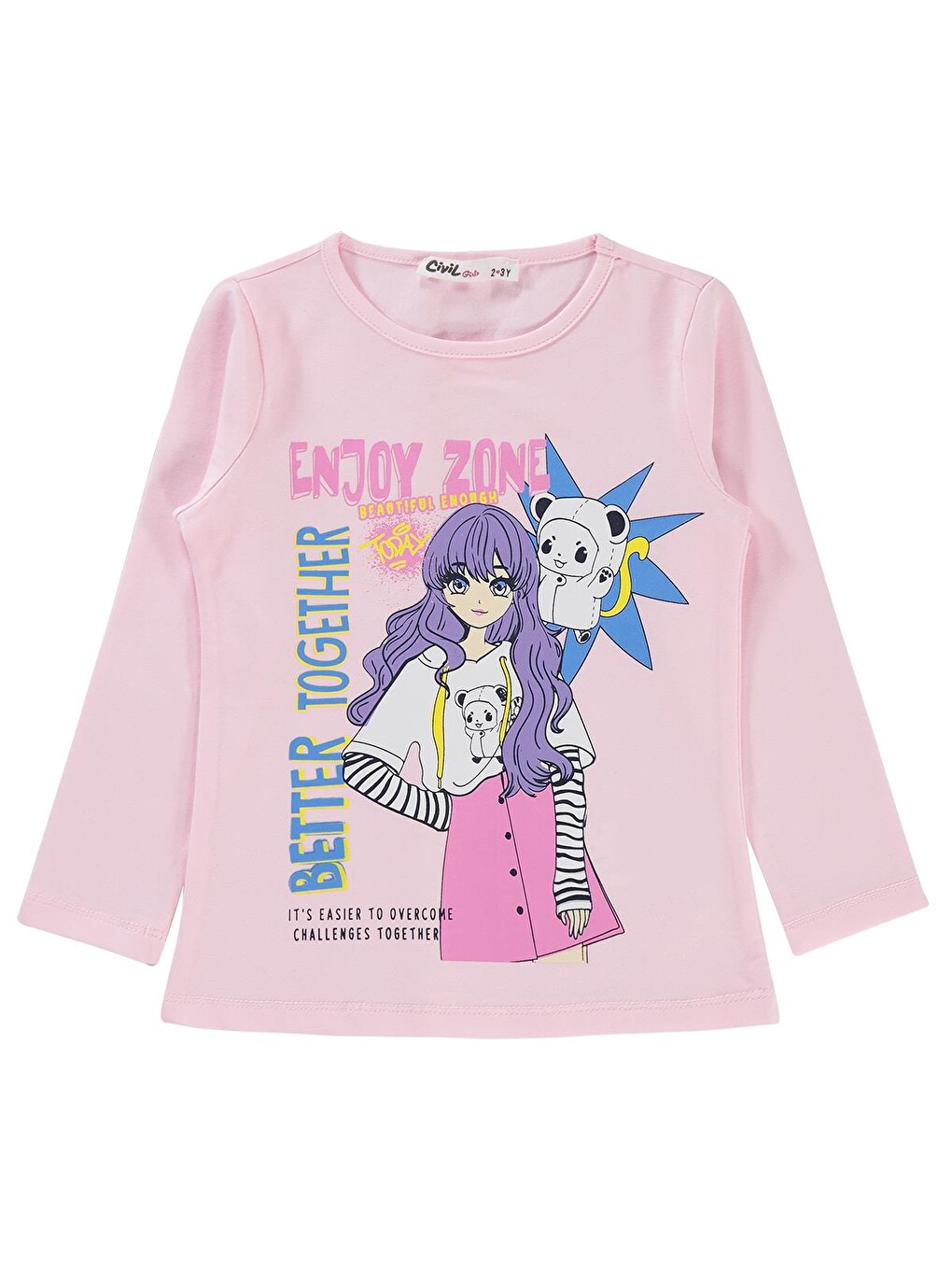 Pembe Girls Better Together Baskılı 2-5 Yaş Sweatshirt - Pudra 3-4 Yaş